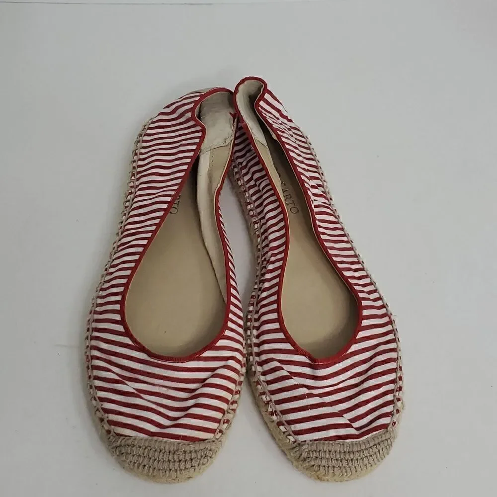 Franco Sarto Adele Red & White Espadrille Flats Women's Size 9.5M